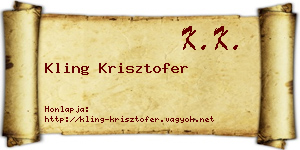 Kling Krisztofer névjegykártya